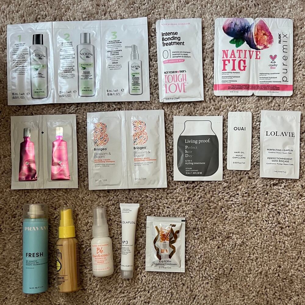 13 Piece Haircare Sample Bundle Nioxin Olaplex Bumble Living Proof 100% Pure New